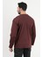 Erkek V Yaka Düğme Detaylı Dokulu Sweatshirt Bordo - 5524 4