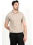 Erkek Polo Yaka Kısa Kol Dokulu Triko T-Shirt Bej - 2504 1