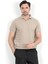 Erkek Polo Yaka Kısa Kol Dokulu Triko T-Shirt Bej - 2504 2
