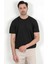 Erkek Bisiklet Yaka Kısa Kol Fitilli Triko T-Shirt Siyah - 2502 2