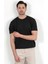 Erkek Bisiklet Yaka Kısa Kol Fitilli Triko T-Shirt Siyah - 2502 3