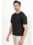 Erkek Bisiklet Yaka Kısa Kol Fitilli Triko T-Shirt Siyah - 2502 4