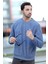 Erkek Oversize Sweatshirt Mavi Intersoft Ribanalı Bisiklet Yaka Rahat Kesim - 5737 1