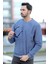 Erkek Oversize Sweatshirt Mavi Intersoft Ribanalı Bisiklet Yaka Rahat Kesim - 5737 4