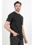 Erkek Bisiklet Yaka Etiket Detaylı Dokulu T-Shirt Siyah - 2743 1