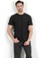 Erkek Bisiklet Yaka Etiket Detaylı Dokulu T-Shirt Siyah - 2743 2