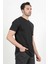 Erkek Bisiklet Yaka Etiket Detaylı Dokulu T-Shirt Siyah - 2743 5