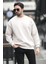 Erkek Bisiklet Yaka Marka Baskılı Üç Iplik Şardonlu Sweatshirt Kum Gri - 5255-1 1