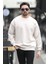 Erkek Bisiklet Yaka Marka Baskılı Üç Iplik Şardonlu Sweatshirt Kum Gri - 5255-1 2