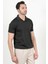 Erkek Polo Yaka Kısa Kol Çizgili Triko T-Shirt Siyah - 2503 3