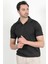 Erkek Polo Yaka Kısa Kol Çizgili Triko T-Shirt Siyah - 2503 5