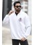 Erkek Ekru Yarım Fermuarlı Ön Arka John Borners Baskılı Sweatshirt - 10015 1