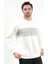 Erkek Ekru Bisiklet Yaka Jakarlı 3ip Sweatshirt - 5783 1
