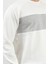 Erkek Ekru Bisiklet Yaka Jakarlı 3ip Sweatshirt - 5783 5