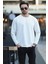 Erkek Bisiklet Yaka Baskı Detaylı 2iplik Sweatshirt Beyaz - 5725 2