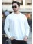 Erkek Bisiklet Yaka Baskı Detaylı 2iplik Sweatshirt Beyaz - 5725 4