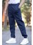 Erkek Eşofman Altı Indigo 3 Iplik Kışlık Cepli Beli Bağcıklı Lastikli Paça - 10008 4