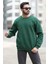 Erkek Kışlık Oversize Sweatshirt Yeşil Amazing Baskılı O Yaka Ribanalı - 10020 1