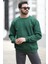 Erkek Kışlık Oversize Sweatshirt Yeşil Amazing Baskılı O Yaka Ribanalı - 10020 2