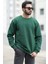 Erkek Kışlık Oversize Sweatshirt Yeşil Amazing Baskılı O Yaka Ribanalı - 10020 3