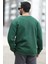 Erkek Kışlık Oversize Sweatshirt Yeşil Amazing Baskılı O Yaka Ribanalı - 10020 4