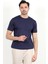Erkek Bisiklet Yaka Kısa Kol Fitilli Triko T-Shirt Lacivert - 2502 1