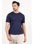 Erkek Bisiklet Yaka Kısa Kol Fitilli Triko T-Shirt Lacivert - 2502 3