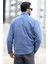 Erkek Kışlık Polarlı Sweatshirt Mavi Yarım Fermuarlı Dik Yaka Boğazlı - 6053 4