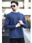 Erkek Bisiklet Yaka Baskı Detaylı 2iplik Sweatshirt Lacivert - 5725 1
