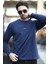 Erkek Bisiklet Yaka Baskı Detaylı 2iplik Sweatshirt Lacivert - 5725 5