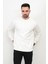 Erkek Ekru Renk Bisiklet Yaka Diagonel Çelikli Interlok Sweat - 5471 5