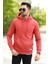 Kiremit Rengi Erkek Kapüşonlu Sweatshirt Kanguru Cepli Pamuk Karışımlı Oversize Hoodie - 5281 1