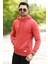 Kiremit Rengi Erkek Kapüşonlu Sweatshirt Kanguru Cepli Pamuk Karışımlı Oversize Hoodie - 5281 2