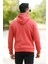 Kiremit Rengi Erkek Kapüşonlu Sweatshirt Kanguru Cepli Pamuk Karışımlı Oversize Hoodie - 5281 3