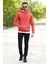 Kiremit Rengi Erkek Kapüşonlu Sweatshirt Kanguru Cepli Pamuk Karışımlı Oversize Hoodie - 5281 5