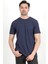 Erkek Bisiklet Yaka Etiket Detaylı Dokulu T-Shirt Lacivert - 2743 1