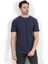 Erkek Bisiklet Yaka Etiket Detaylı Dokulu T-Shirt Lacivert - 2743 3