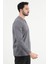 Erkek V Yaka Düğme Detaylı Dokulu Sweatshirt Antrasit - 5524 5