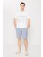 Slim Fit Dar Kesim Yan Cepli Gofre Desenli Şort 3