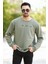 Erkek Oversize Sweatshirt Yeşil 3 Iplik Baskılı Bisiklet Yaka Ribanalı Pamuk Karışım - 10018 2
