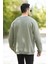 Erkek Oversize Sweatshirt Yeşil 3 Iplik Baskılı Bisiklet Yaka Ribanalı Pamuk Karışım - 10018 3
