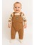 Unisex 3-6-9 Ay Pamuklu Peluş Ayıcık Baskılı Salopet Takım (Body+Tulum+Çorap) | Bebek Kıyafeti Seti 2