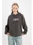 Coool Oversize Geniş Kalıp Kapüşonlu Sırt Baskılı Kalın Sweatshirt C7860AX24WN 3
