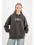 Coool Oversize Geniş Kalıp Kapüşonlu Sırt Baskılı Kalın Sweatshirt C7860AX24WN 5
