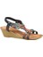 25Y151-6 Kadın Taşlı Dolgu Topuklu Lastikli Comfort Sandalet Siyah 2