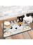Evcil Hayvan Beslenme Matı Kedi Figürlü Su Emici Özellikli Yıkanabilir Kaymaz Kedi Köpek Mama Paspası 60X45CM 1