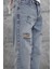 Mavi Yırtık Detaylı Baggy Jean 4