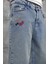 Mavi Cth Nakış Detaylı Taşlamalı Baggy Jean 1