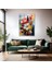 Cam Duvar Tablosu Soyut Çiçekler Yağlı Boya Görünümlü Dijital Baskı Salon Tablosu Modern Tablo 1