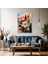 Cam Duvar Tablosu Soyut Çiçekler Yağlı Boya Görünümlü Dijital Baskı Salon Tablosu Modern Tablo 3